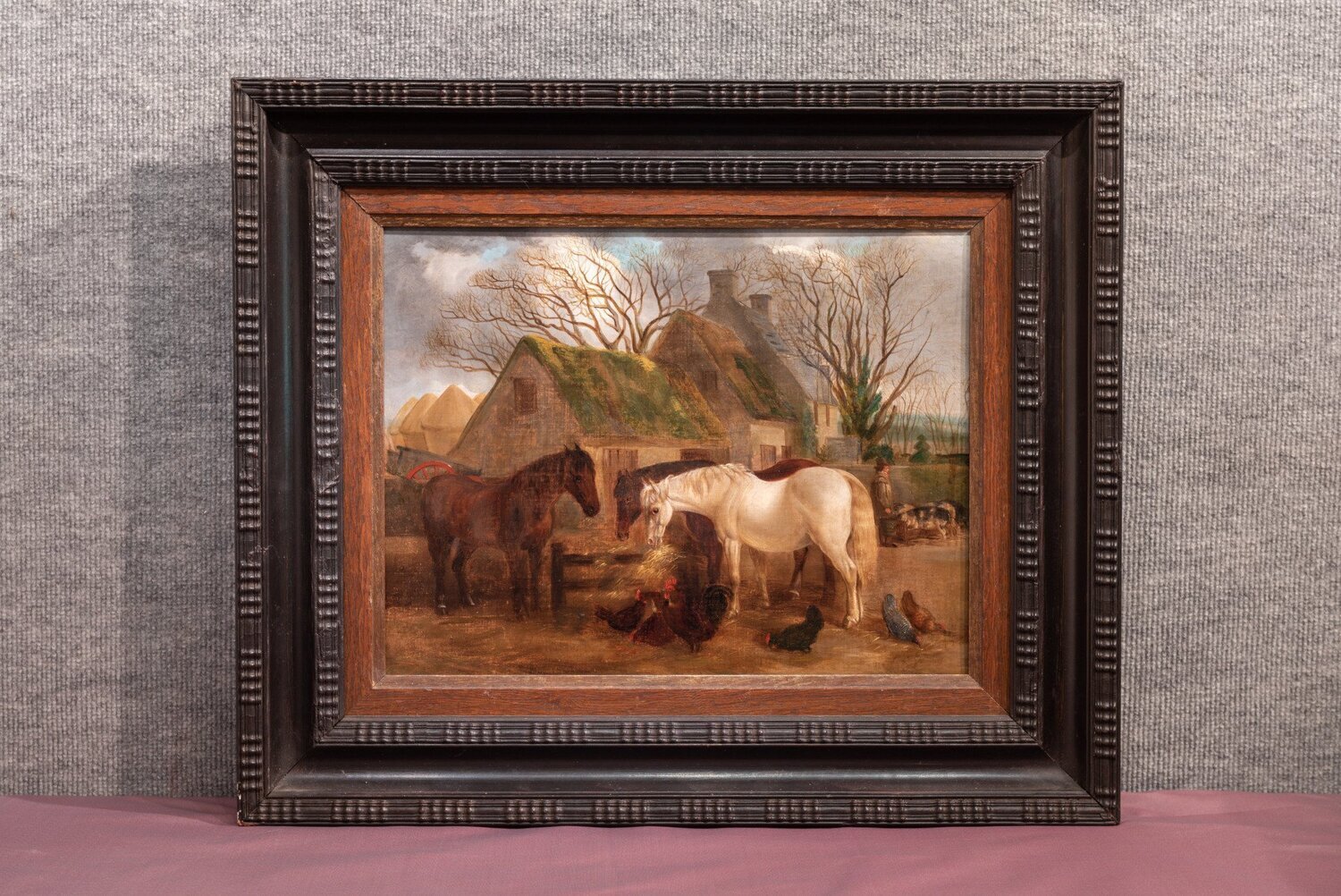 Cour de ferme avec chevaux