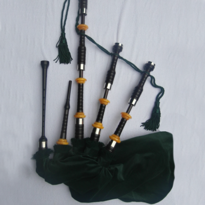 Combed Beaded Highland Bagpipes with Amber Mounts
