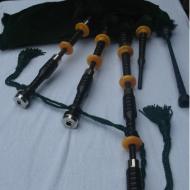 Combed Beaded Highland Bagpipes with Amber Mounts