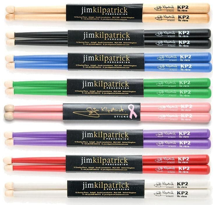 Jim Kilpatrick KP2 snare drum sticks in different colours