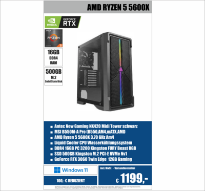 RYZEN 5 5600X ■ 16GB DDR4 RAM ■1TB M.2 SSD■ GeForce RTX 3070 12GB