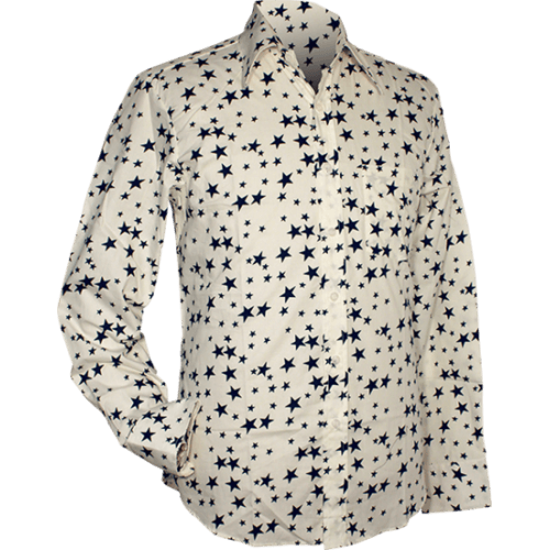 Chenaski Star overhemd in creme/blauw