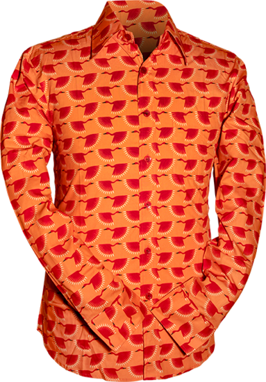 Chenaski Graphical Birds Overhemd Oranje/Rood
