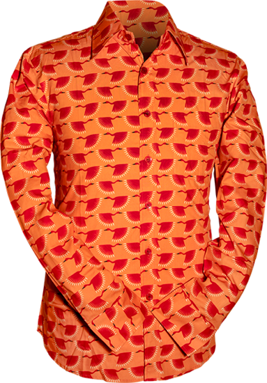 Chenaski Graphical Birds  Overhemd Oranje/Rood