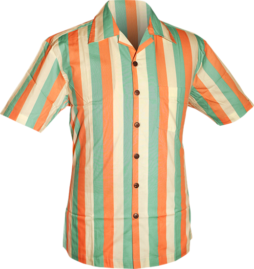 Chenaski Stripes Mint/Soft Orange Overhemd