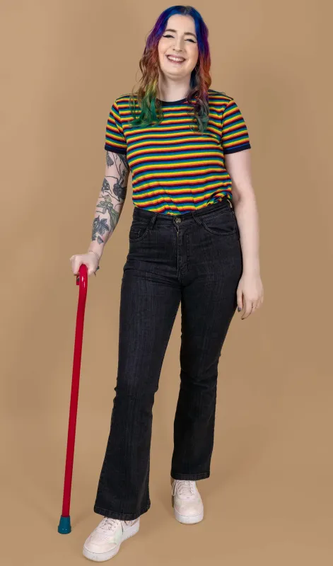 Run and Fly flared jeans in zwart