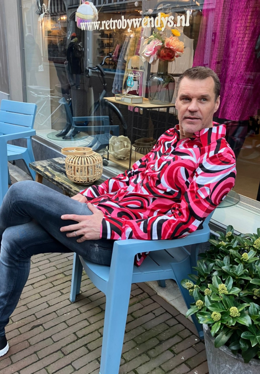 Chenaski Colourful Waves Overhemd Black/Redrose