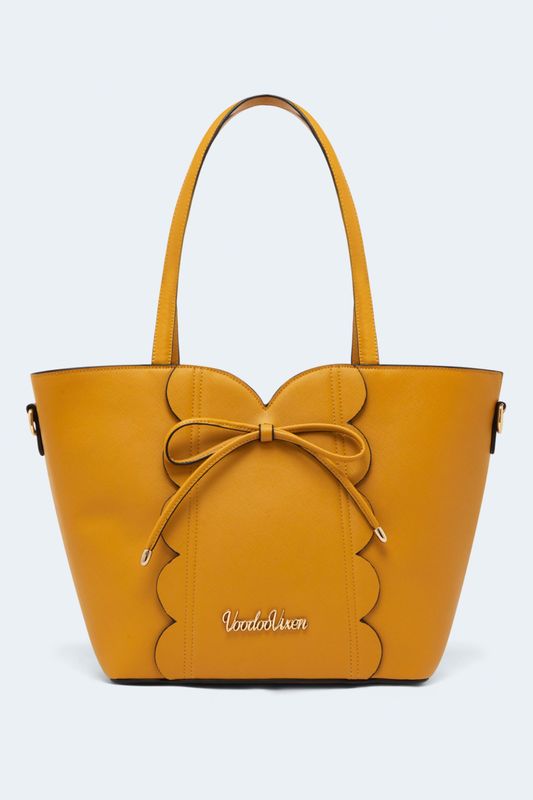 Voodoo Vixen Bow tote tas in geel
