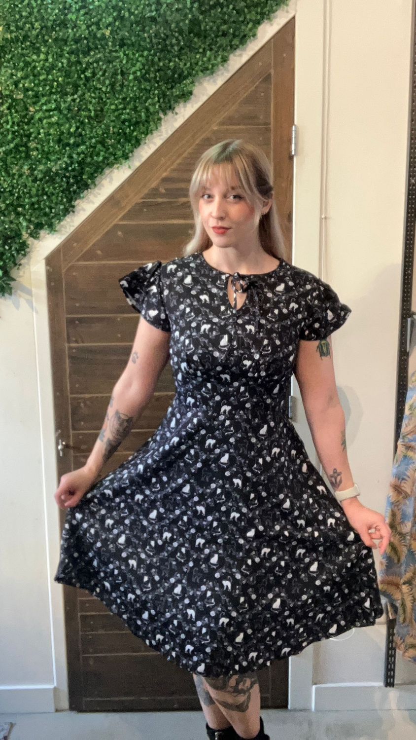 Voodoo Vixen Kitty print jurk