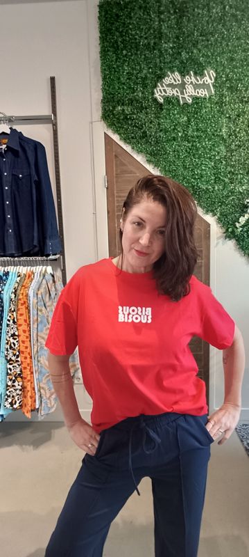 Gimme Bisous t-shirt in rood