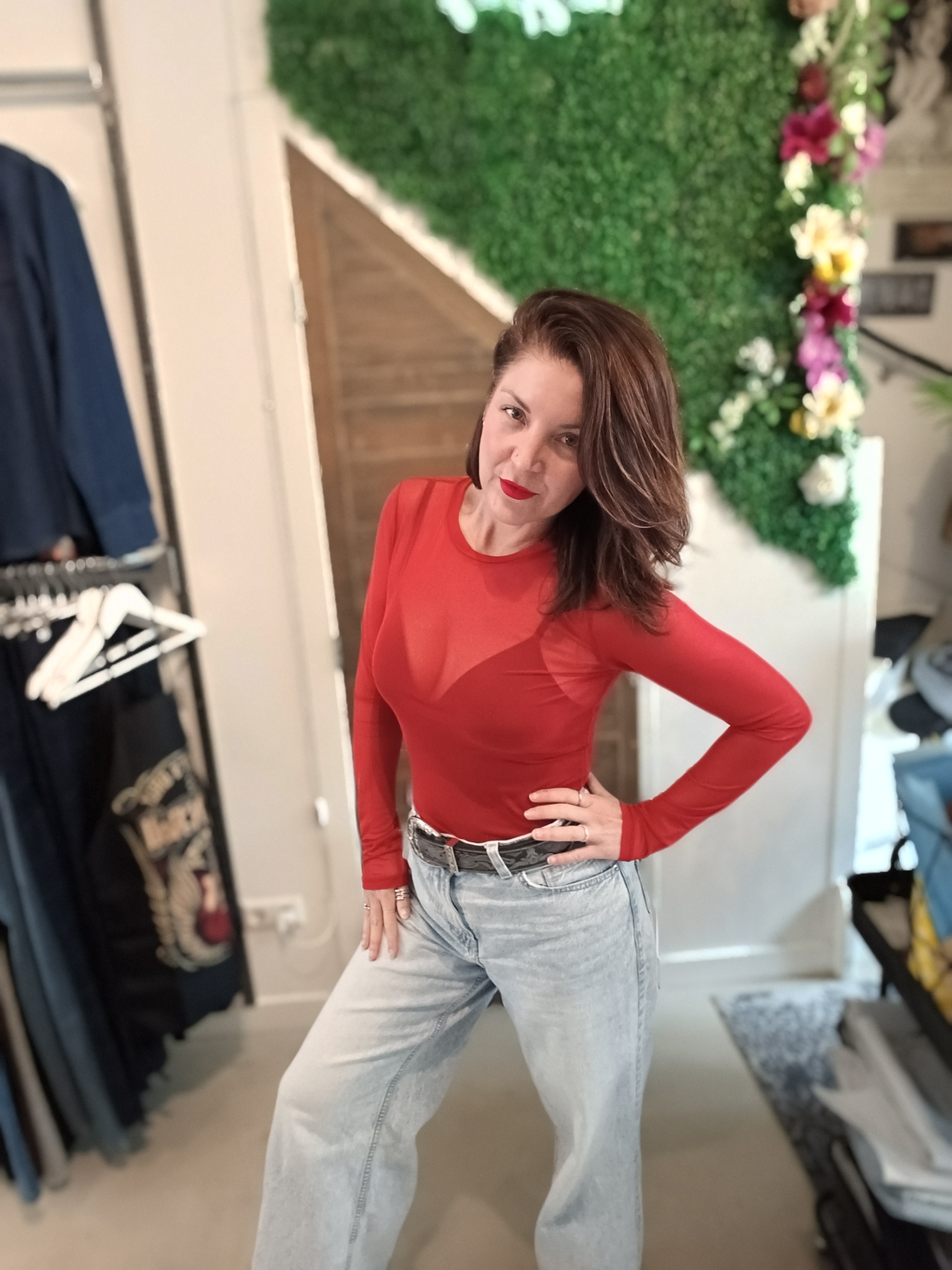 Gimme Mesh love glow top in rood