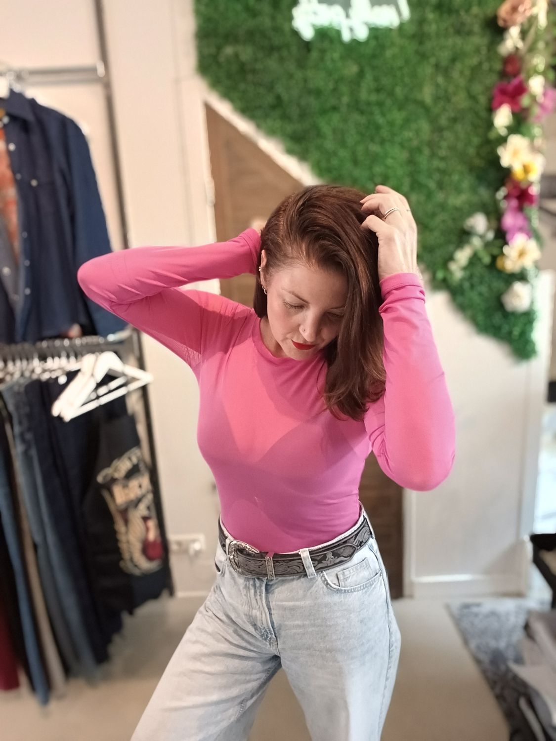 Gimme Mesh love glow top in roze