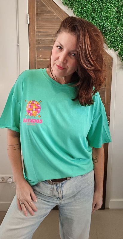 Gimme Cocktail t-shirt in mintgroen