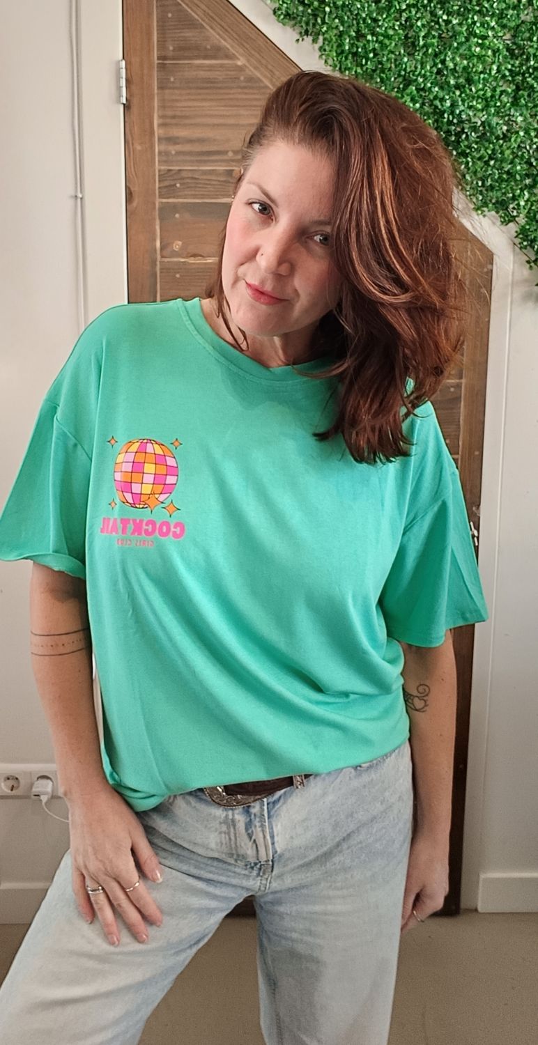 Gimme Cocktail t-shirt in mintgroen
