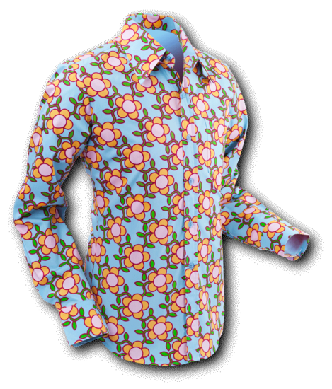 Chenaski Flowergrid overhemd in blauw