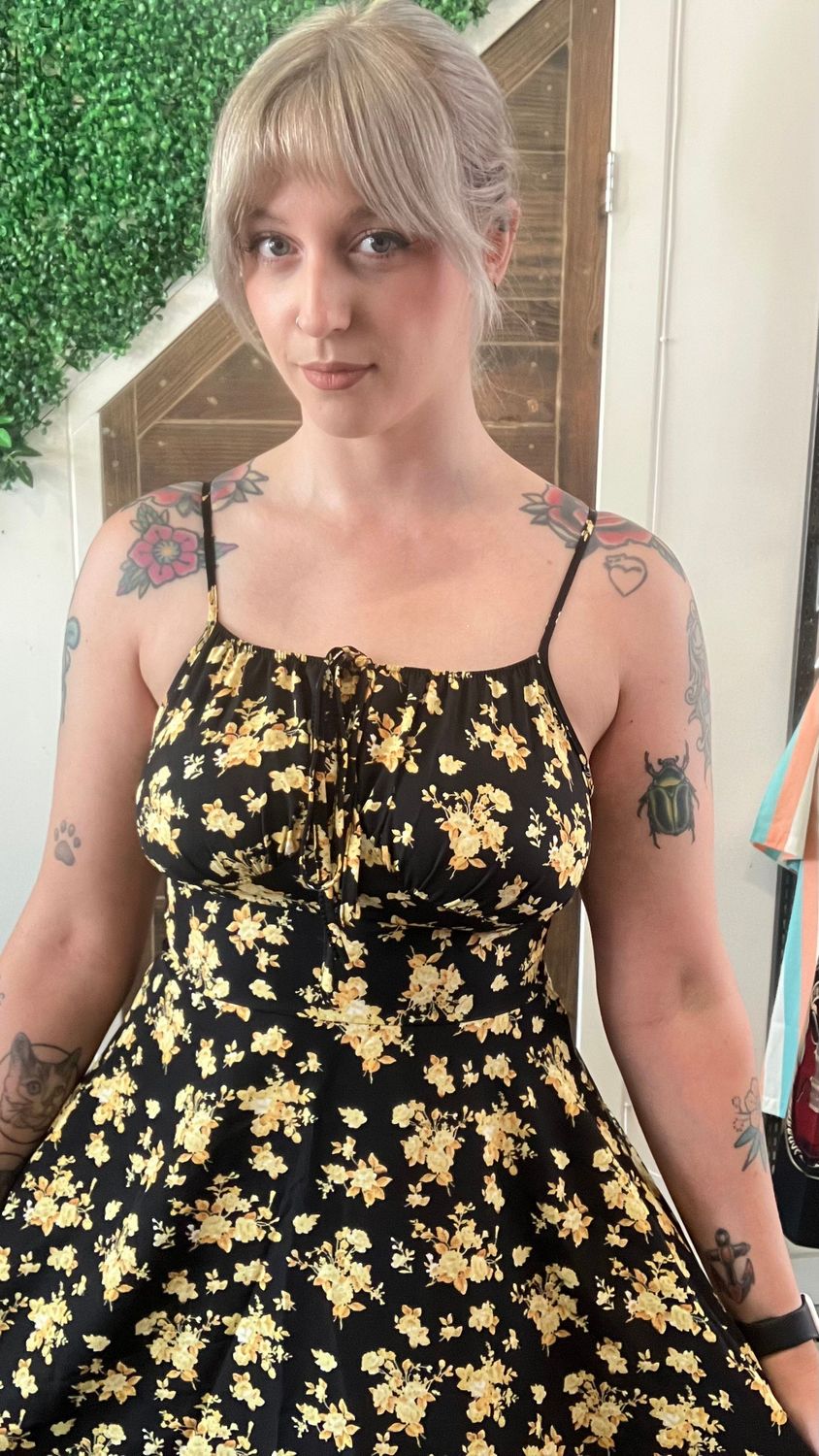 Wendy's Flower Jurk Zwart
