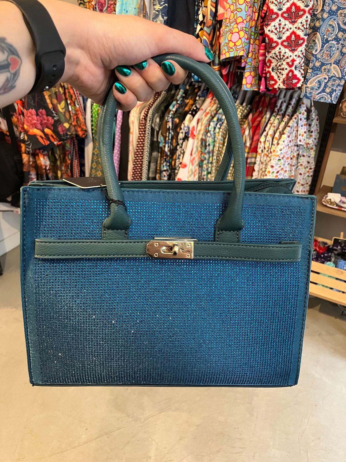 Yehwang Handtas Blauw Glitter