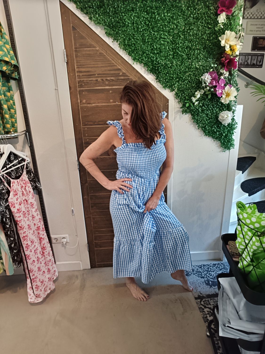 Wendy´s 40s ruitjurk in blauw