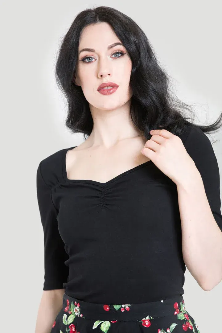 Hell bunny Philippa top in zwart