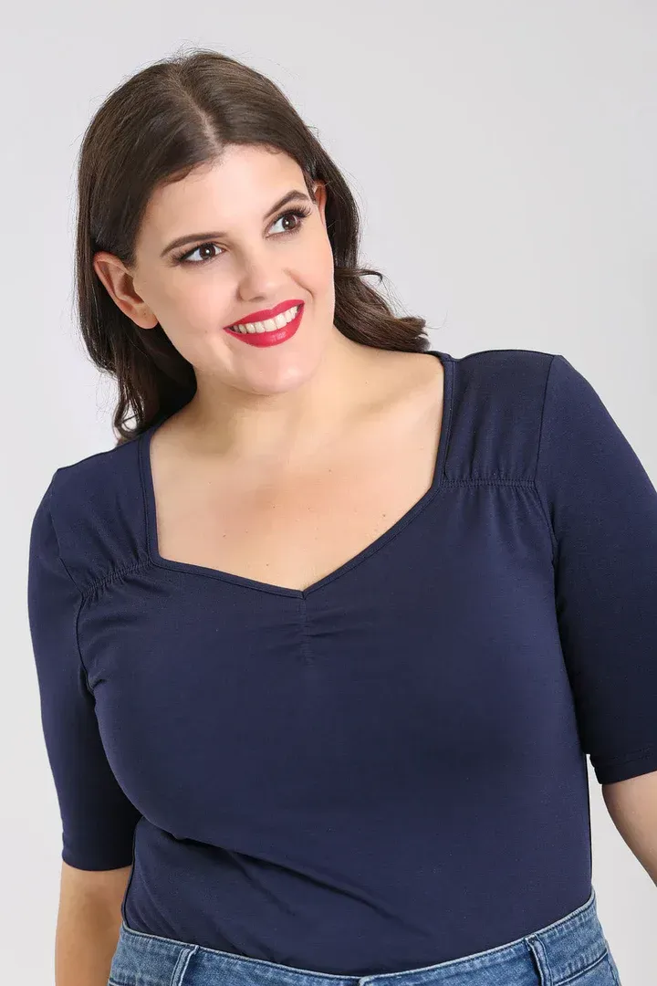 Hell bunny Philippa top in blauw