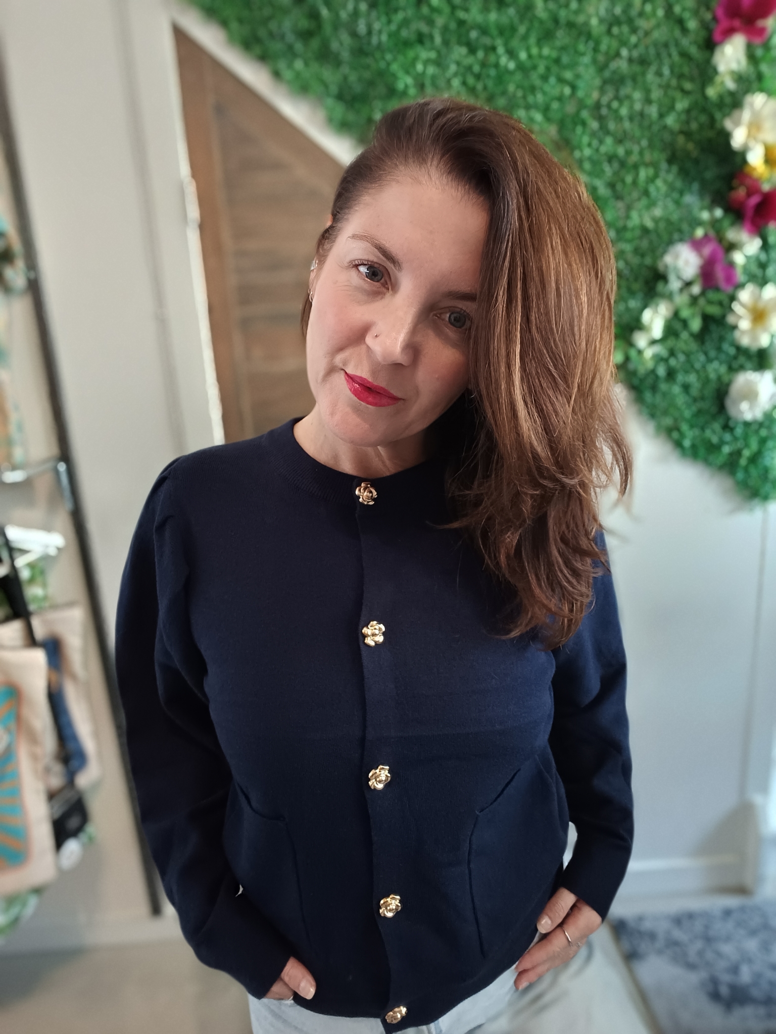 Gimme Floral button vest in blauw