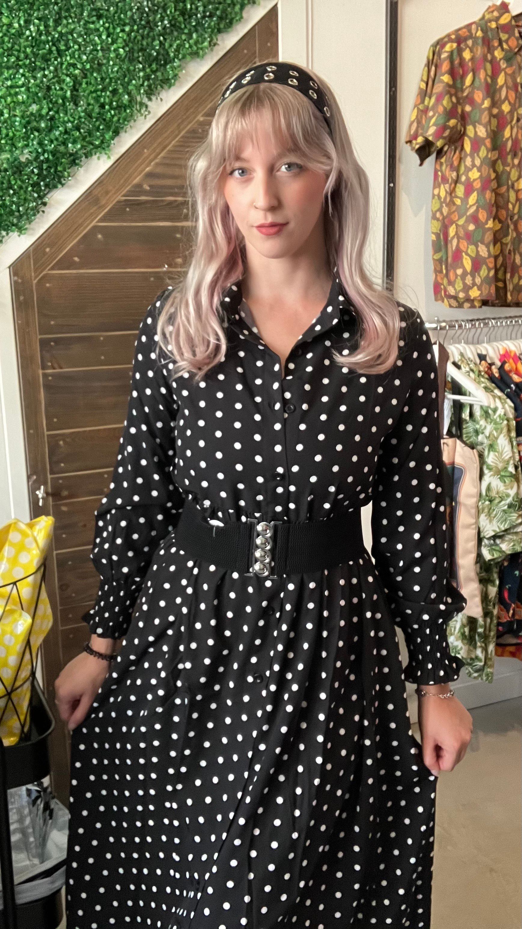 Wendy's Polkadot Maxi jurk zwart