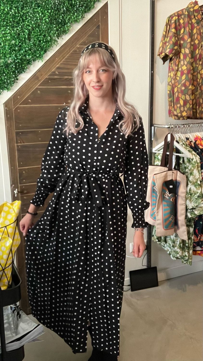 Wendy's Polkadot Maxi jurk zwart