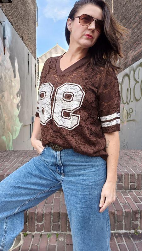 Gimme American Lace t-shirt in bruin Gimme American Lace t-shirt in bruin
