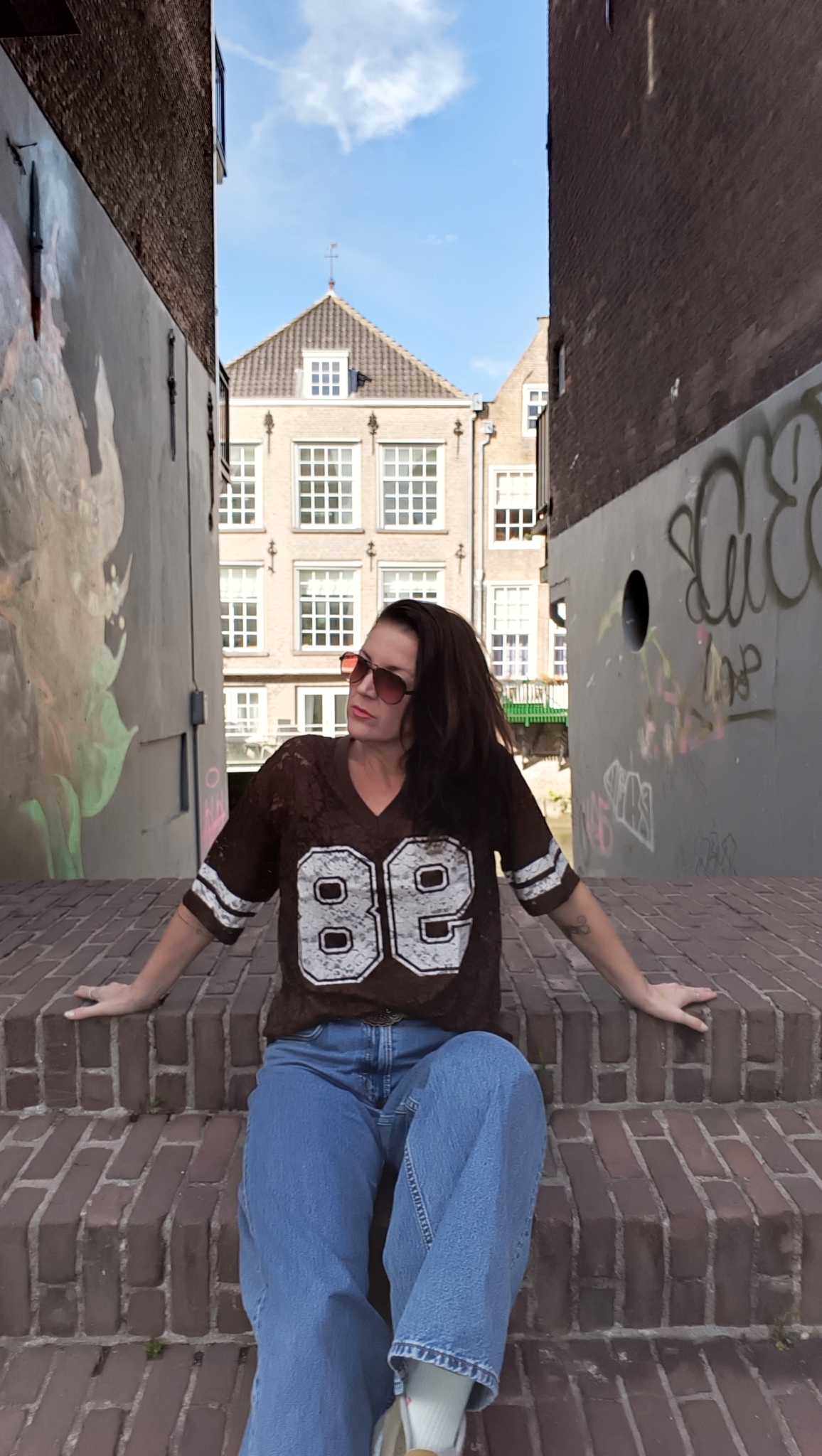 Gimme American Lace t-shirt in bruin