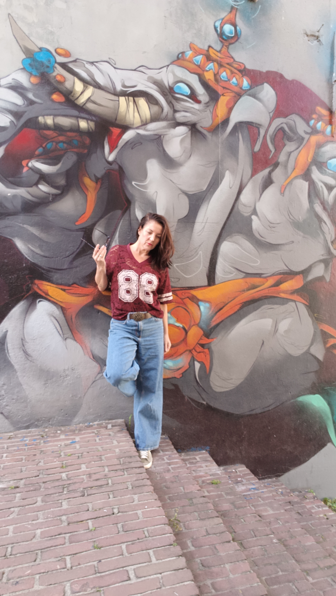 Gimme American lace t-shirt in burgundy