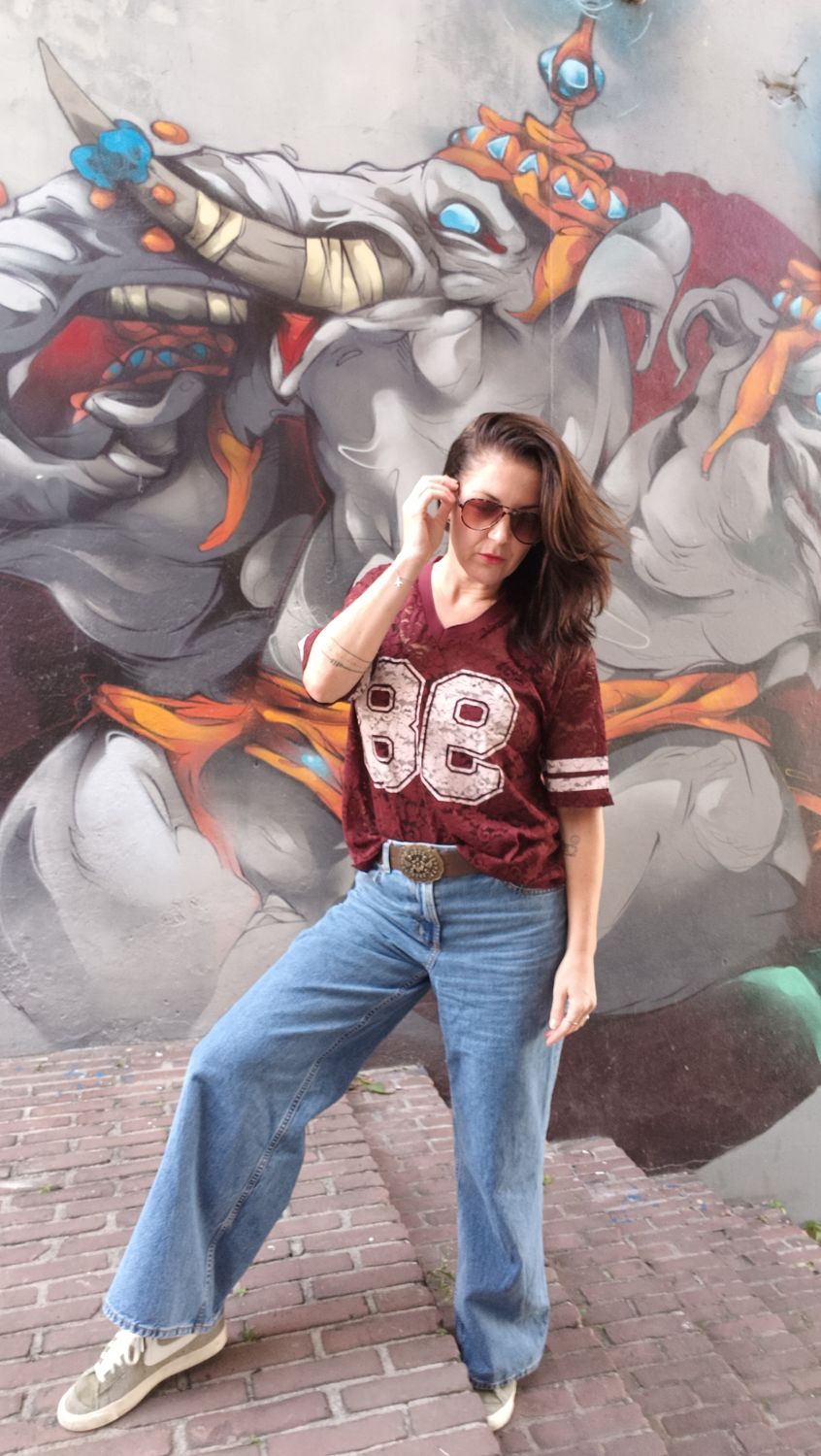 Gimme American lace t-shirt in burgundy