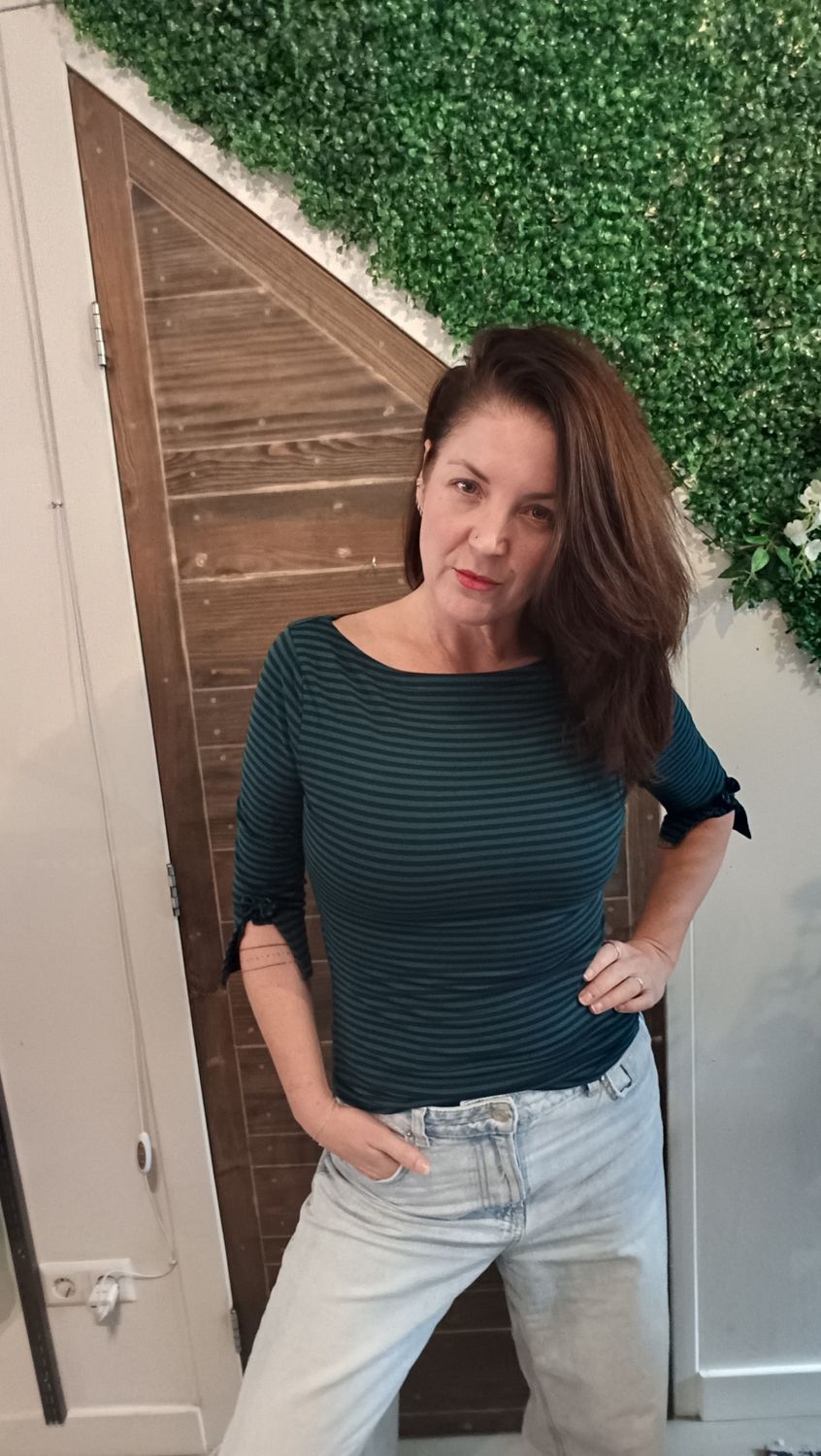 Banned Stripe top in groen/blauw