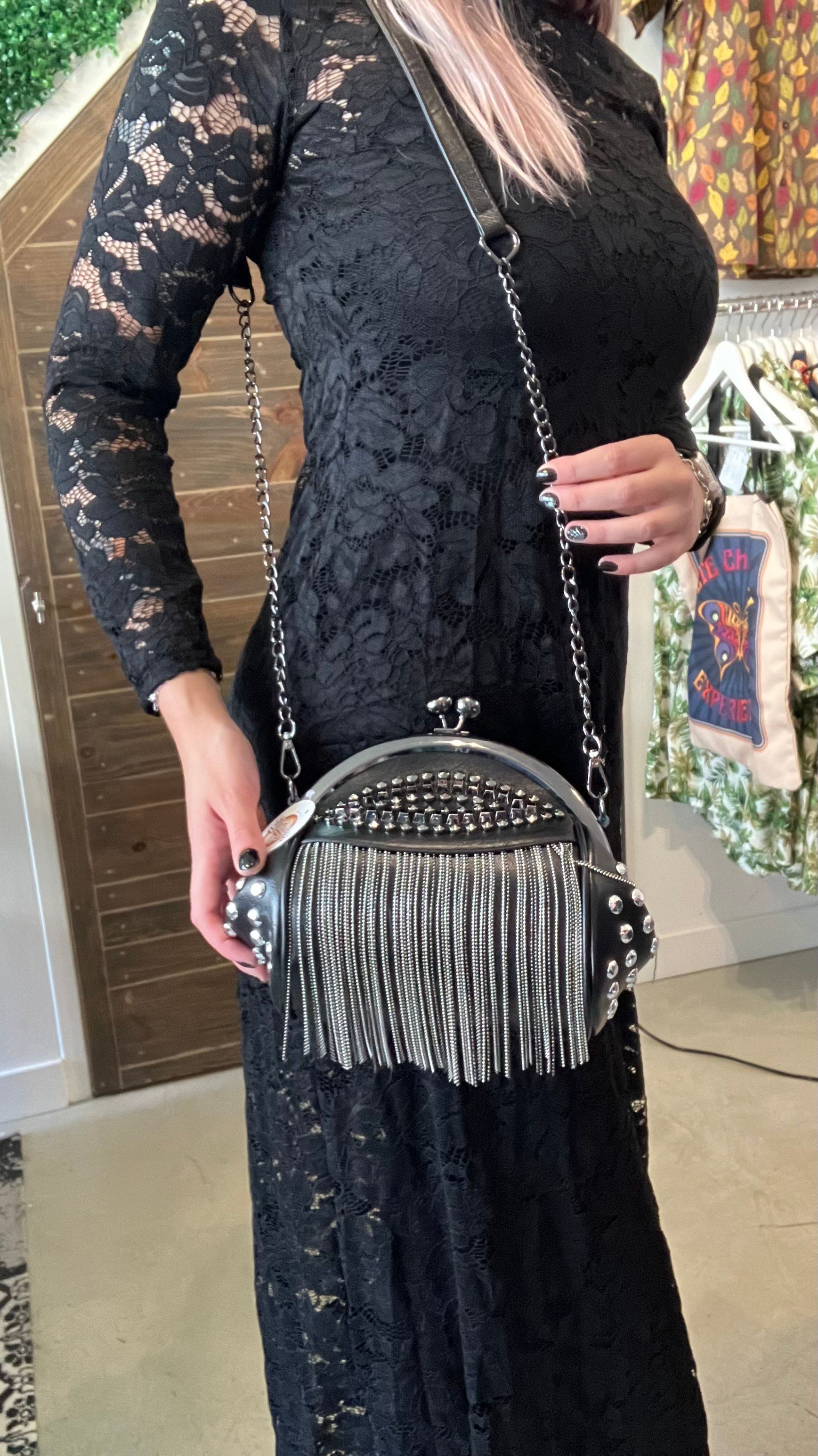 Wendy's Studded Metal Franjes Tas