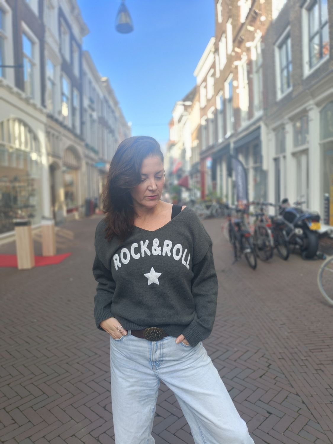 Wendy´s Rock n roll trui in grijs