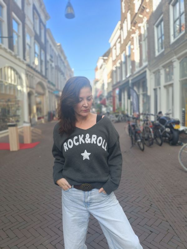 Wendy´s Rock n roll trui in grijs