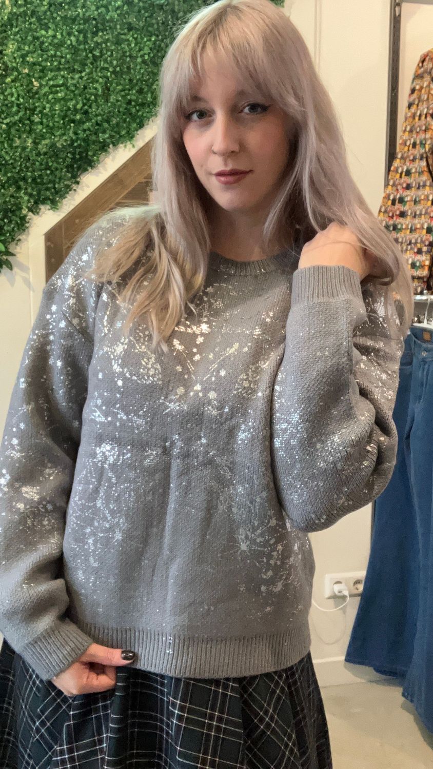 Gimme Splash Sparkle Trui grijs/zilver