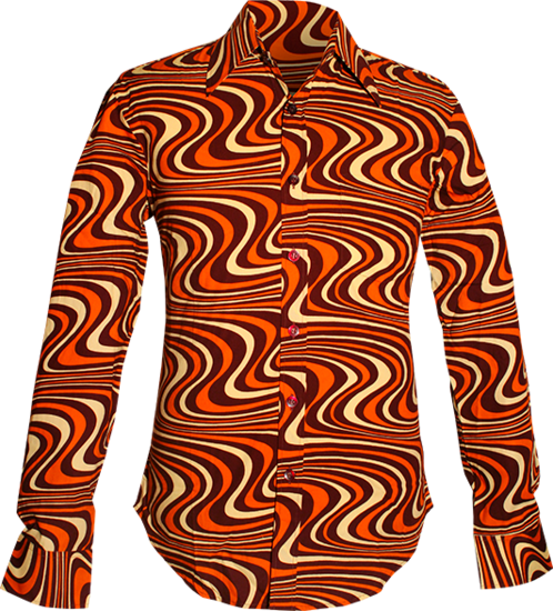 Chenaski Waveline overhemd in bruin/oranje