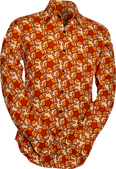 Chenaski Flowergrid overhemd in oranje