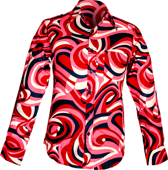 Chenaski Colourful Waves Overhemd Black/Redrose