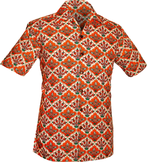 Chenaski Flower tile overhemd in oranje