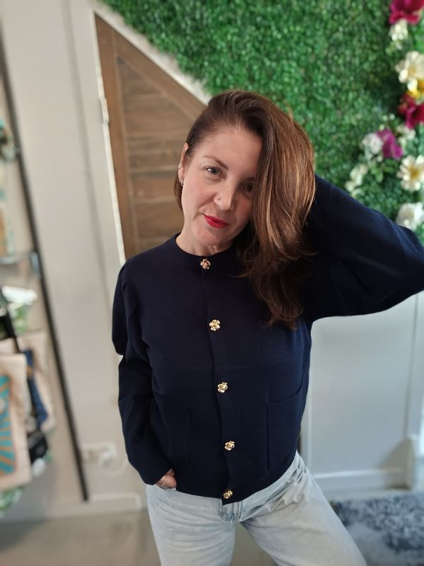 Gimme Floral button vest in blauw