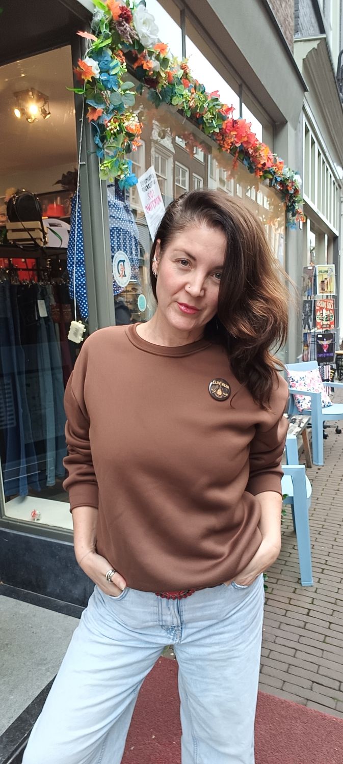 Wendy's Button trui in bruin