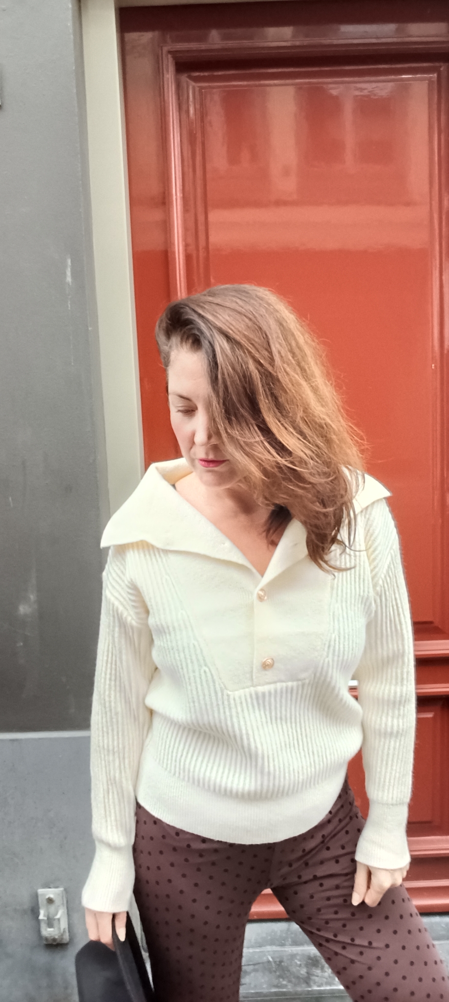 Gimme Easy way trui in offwhite en zwart