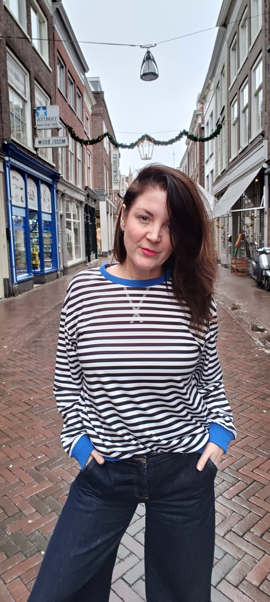 Wendy´s Stripe longsleeve in blauw