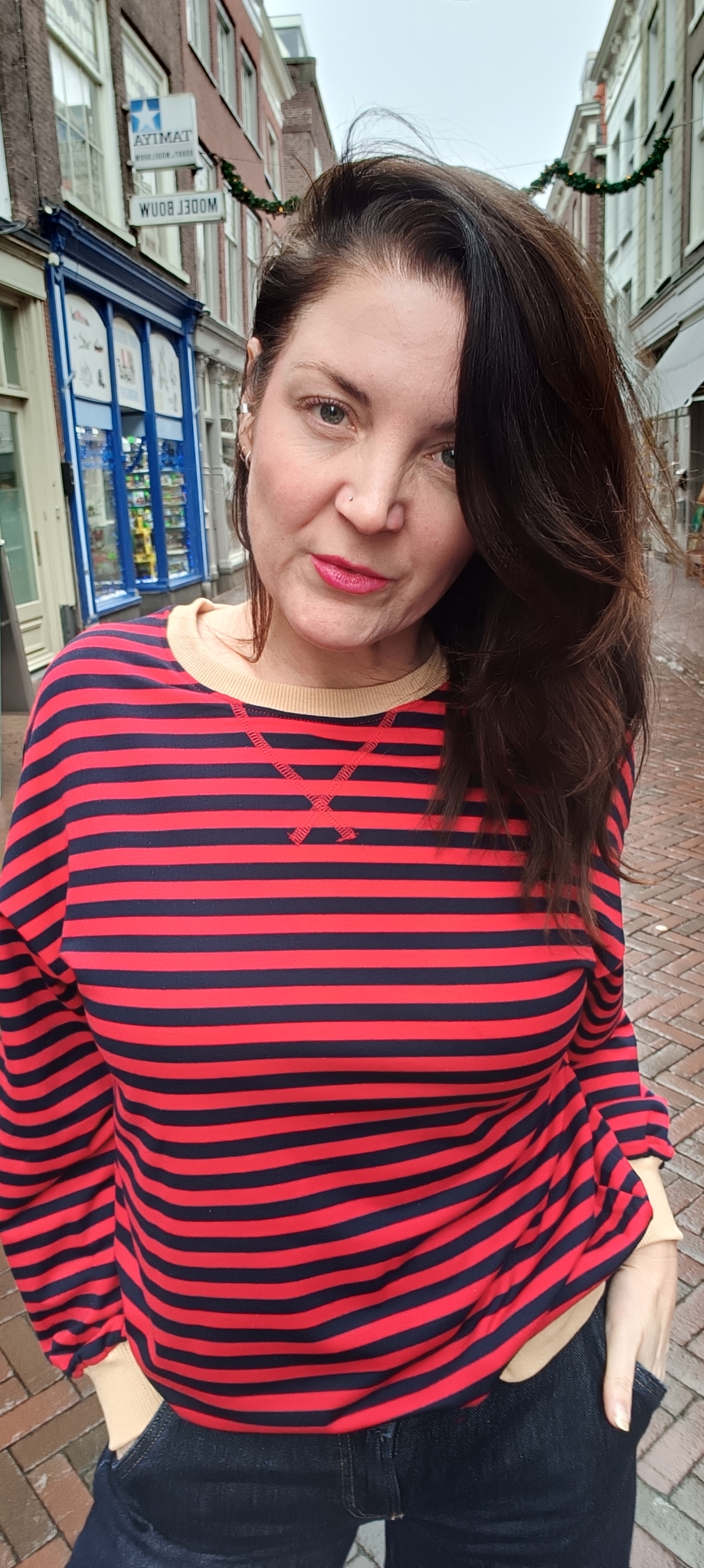 Wendy´s Stripe longsleeve in rood