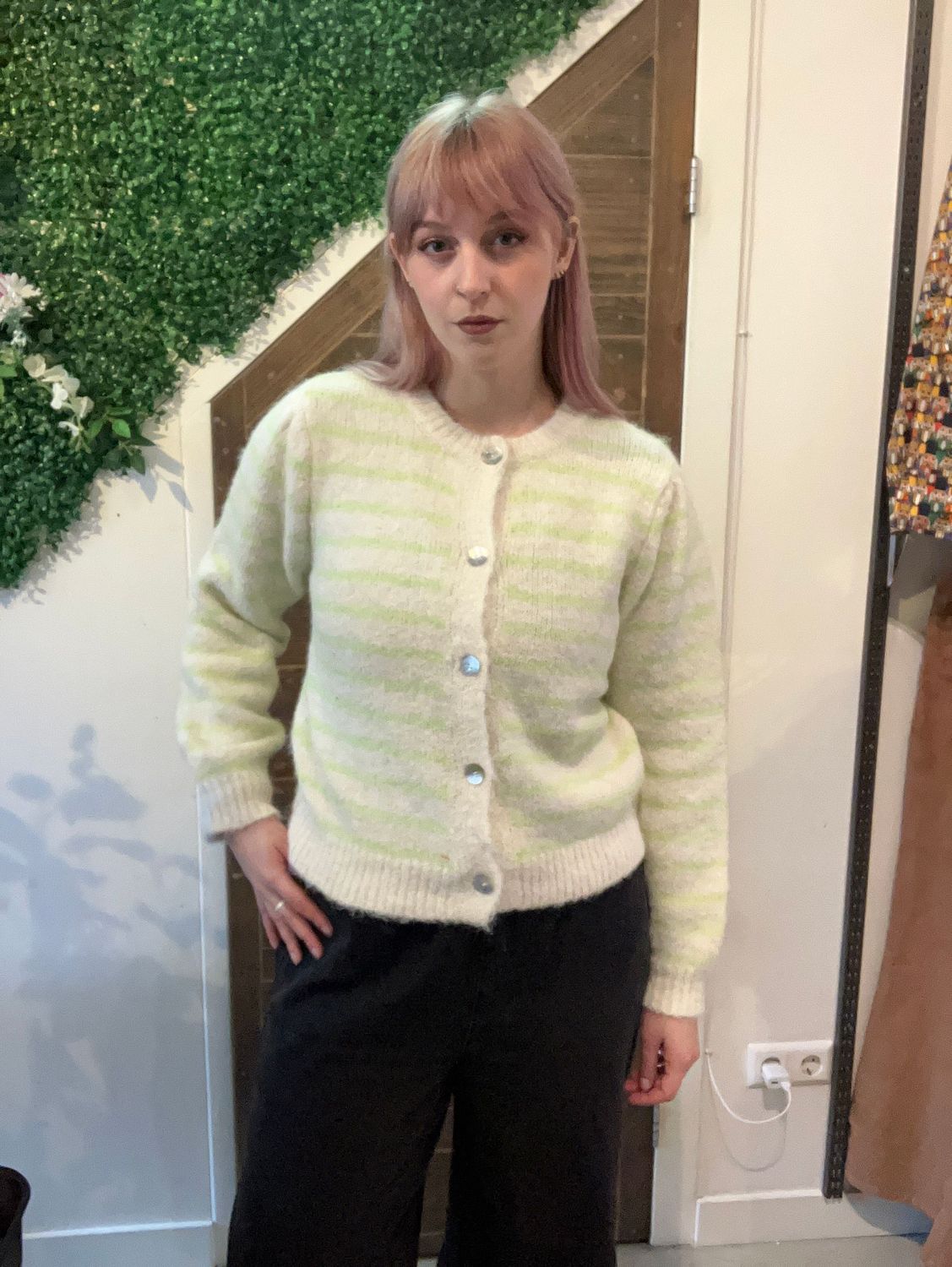 Gimme vest beige neon stripe