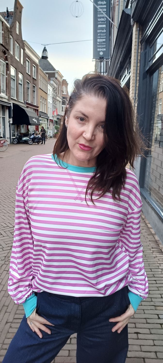 Wendy´s Stripe longsleeve in roze mint