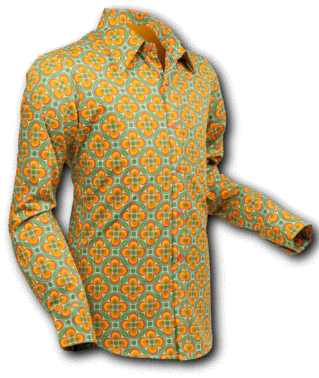 Chenaski Dots Grid Overhemd in geel/groen