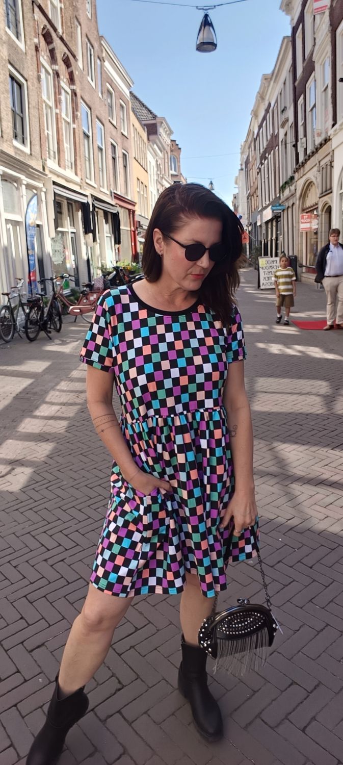 Rebel & Romance checkerboard jurk