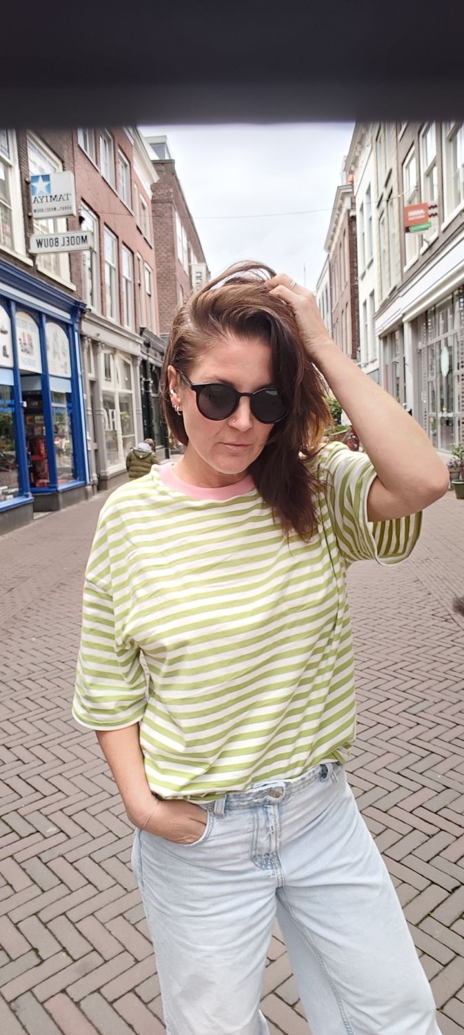 No Brnd Colorful stiped t-shirt in groen